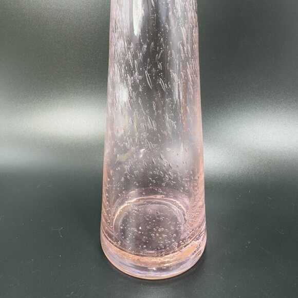 Tall Art Glass Vase Bottle Shaped Light Pink Clear Top With Air Bubbles All Over - Picture 7 of 14